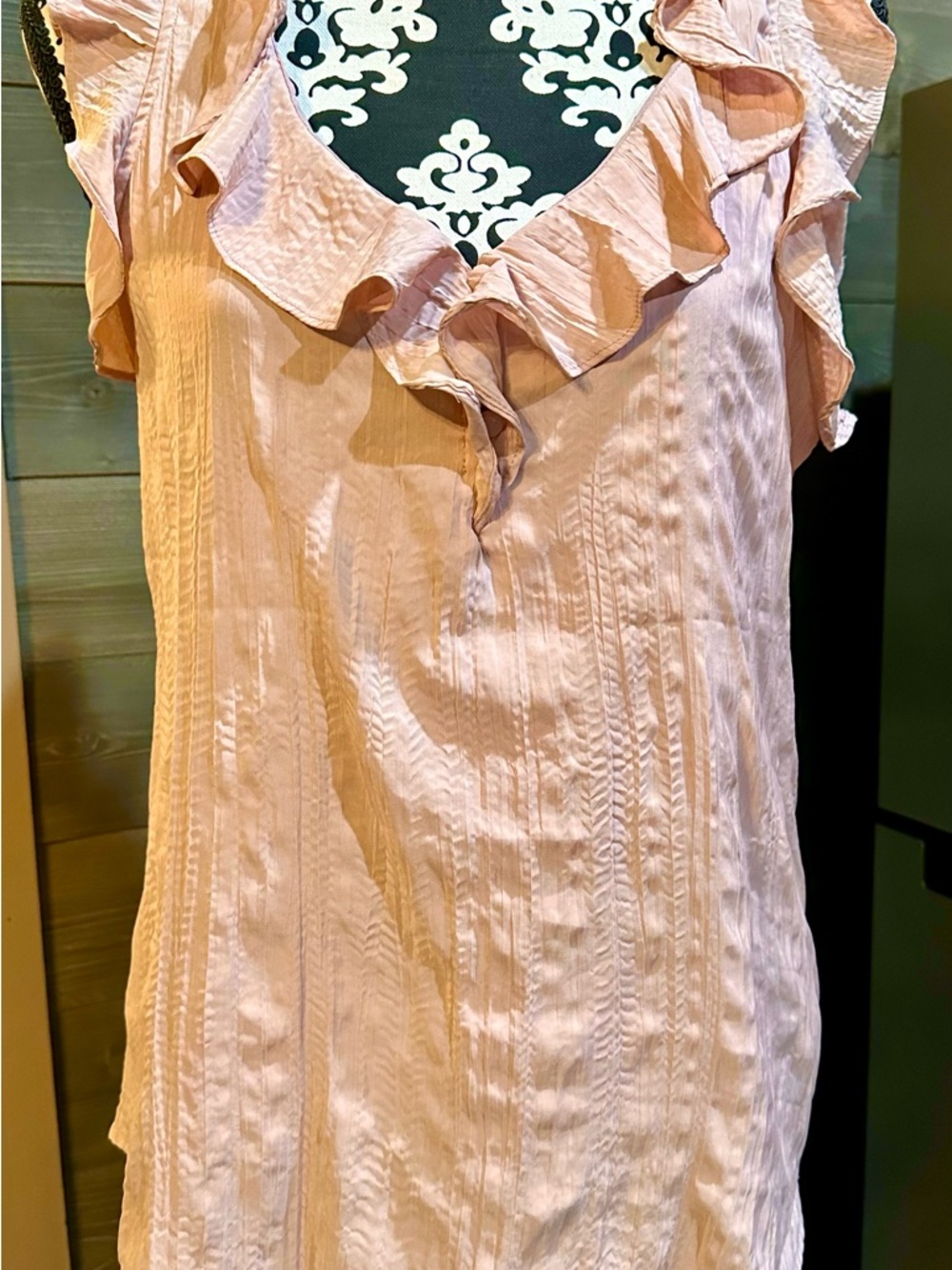 Kori Women's Pink Ruffled V-Neck Top size M NWT